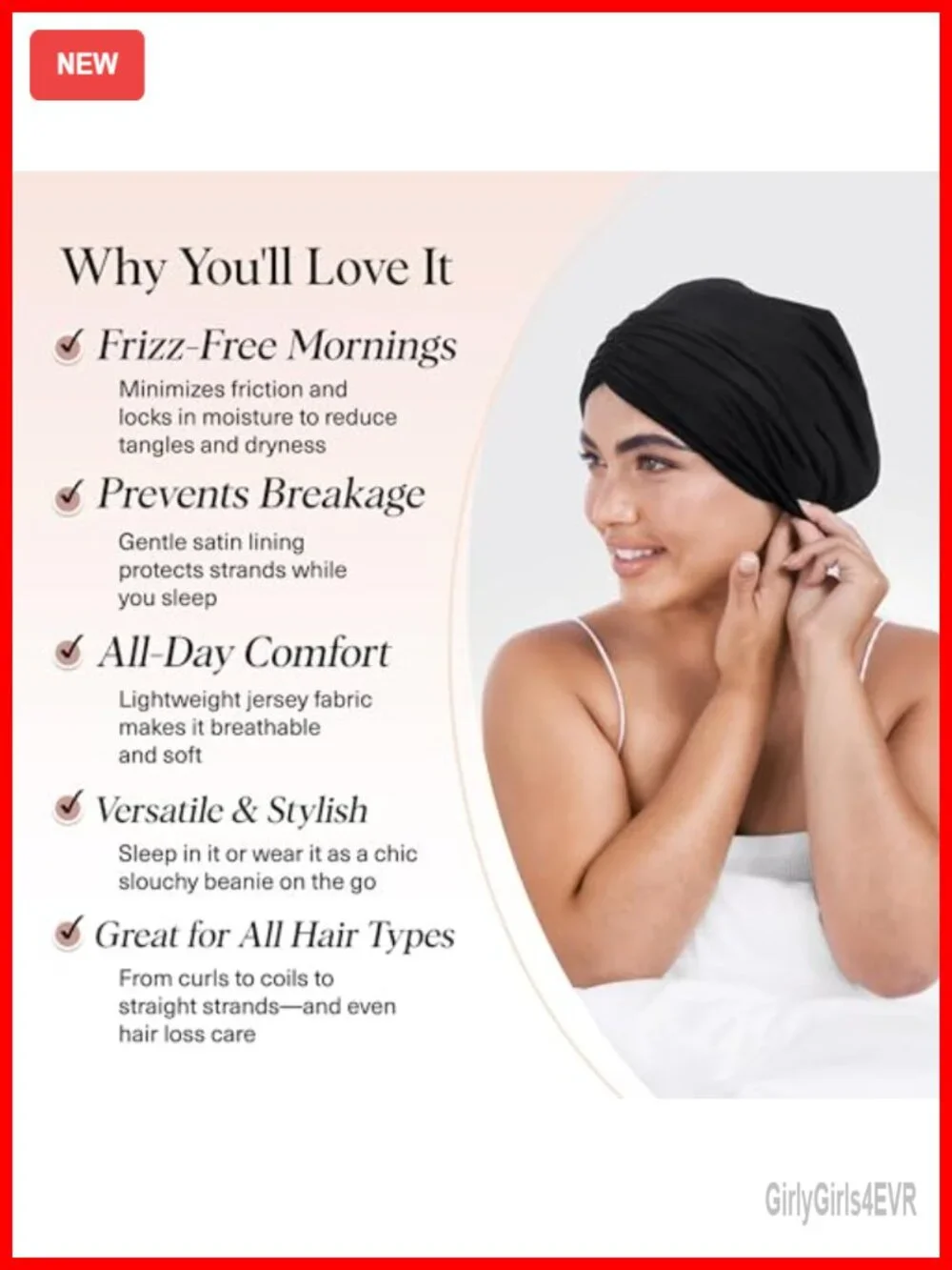 Satin Lined Beanie - Softer than Silk Sleep Cap, Hair Cover for Sleeping,